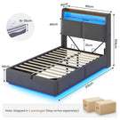 AOGLLATI Single Ottoman Bed with 360° LED Lights 3ft Upholstered Bed with Built-in Power Strip