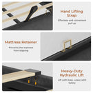 Ottoman Double Bed Frame with 360° LED Lights 4ft6 Upholstered Bed with Built-in Power Strip Corduroy