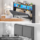 AOGLLATI Single Ottoman Bed with 360° LED Lights 3ft Upholstered Bed with Built-in Power Strip