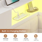 AOGLLATI 4ft6 Double Bed Frame with Storage Day Bed with Charging Station Corner Bed Frame Sofa Bed Frame with LED Lighting