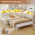 AOGLLATI 4ft6 Double Bed Frame with Storage Day Bed with Charging Station Corner Bed Frame Sofa Bed Frame with LED Lighting
