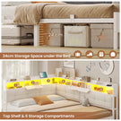 AOGLLATI 4ft6 Double Bed Frame with Storage Day Bed with Charging Station Corner Bed Frame Sofa Bed Frame with LED Lighting