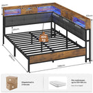 AOGLLATI 4ft6 Double Bed Frame with Storage Day Bed with Charging Station Corner Bed Frame Sofa Bed Frame with LED Lighting