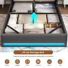 AOGLLATI Ottoman Bed Double with Storage and Led Lights 135x190CM