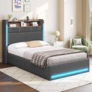 AOGLLATI single ottoman bed with storage and led lights 90x190 CM