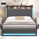 AOGLLATI Ottoman Bed Double with Storage and Led Lights 135x190CM