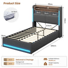 AOGLLATI single ottoman bed with storage and led lights 90x190 CM