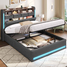 AOGLLATI Ottoman Bed Double with Storage and Led Lights 135x190CM