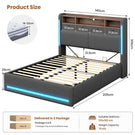 AOGLLATI Ottoman Bed Double with Storage and Led Lights 135x190CM
