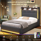 AOGLLATI single ottoman bed with storage and led lights 90x190 CM