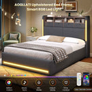 AOGLLATI Ottoman Bed Double with Storage and Led Lights 135x190CM