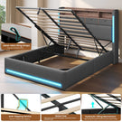 AOGLLATI Ottoman Bed Double with Storage and Led Lights 135x190CM