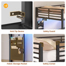 AOGLLATI Bunk Bed with 3 Storage Drawers Clothes Hanger 90x190cm Black