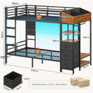 AOGLLATI Bunk Bed with 3 Storage Drawers Clothes Hanger 90x190cm Black