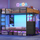 AOGLLATI Bunk Bed with 3 Storage Drawers Clothes Hanger 90x190cm Black