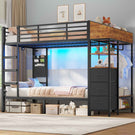 AOGLLATI Bunk Bed with 3 Storage Drawers Clothes Hanger 90x190cm Black