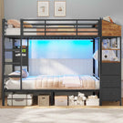 AOGLLATI Bunk Bed with 3 Storage Drawers Clothes Hanger 90x190cm Black