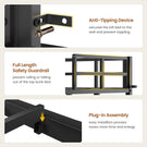 AOGLLATI Bunk Bed with Desk and 3 Storage Drawers 90x190 CM Black Single Twin Over Twin Bunk Bed with Charging Station and LED Lights