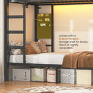 AOGLLATI Bunk Bed with Desk and 3 Storage Drawers 90x190 CM Black Single Twin Over Twin Bunk Bed with Charging Station and LED Lights