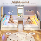 AOGLLATI Double Bed with 4 Storage Drawers Day Bed with Led Lights Corner bed with storage drawers charging station