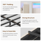 AOGLLATI Double Bed with 4 Storage Drawers Day Bed with Led Lights Corner bed with storage drawers charging station