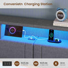 AOGLLATI Double Bed with 4 Storage Drawers Day Bed with Led Lights Corner bed with storage drawers charging station