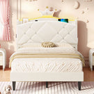 AOGLLATI Single Bed with Storage Headboard 90x190 CM