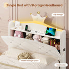AOGLLATI Single Bed with Storage Headboard 90x190 CM