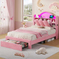 AOGLLATI Single Bed with Led Lights and Storage Drawers Headboard