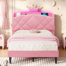 AOGLLATI Single Bed with Storage Headboard 90x190 CM