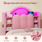AOGLLATI Single Bed with Led Lights and Storage Drawers Headboard