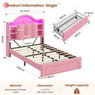 AOGLLATI Single Bed with Led Lights and Storage Drawers Headboard