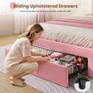 AOGLLATI Single Bed with Led Lights and Storage Drawers Headboard