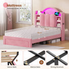 AOGLLATI Single Bed with Led Lights and Storage Drawers Headboard