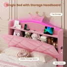 AOGLLATI Single Bed with Storage Headboard 90x190 CM