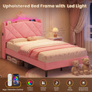 AOGLLATI Single Bed with Storage Headboard 90x190 CM