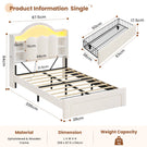 AOGLLATI Single Bed with Led Lights and Storage Drawers Headboard