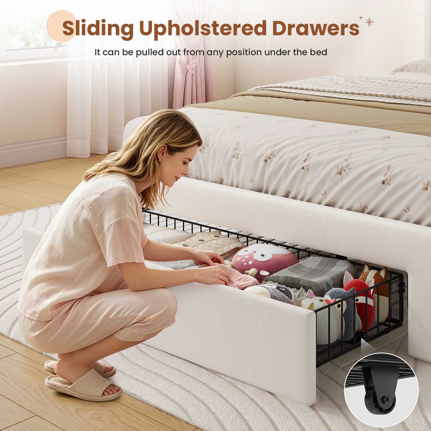 AOGLLATI Single Bed with Led Lights and Storage Drawers Headboard