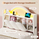 AOGLLATI Single Bed with Led Lights and Storage Drawers Headboard