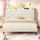 AOGLLATI Double Bed Frame with Storage Headboard 135x190 CM