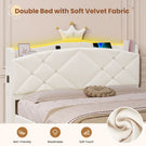 AOGLLATI Double Bed Frame with Storage Headboard 135x190 CM