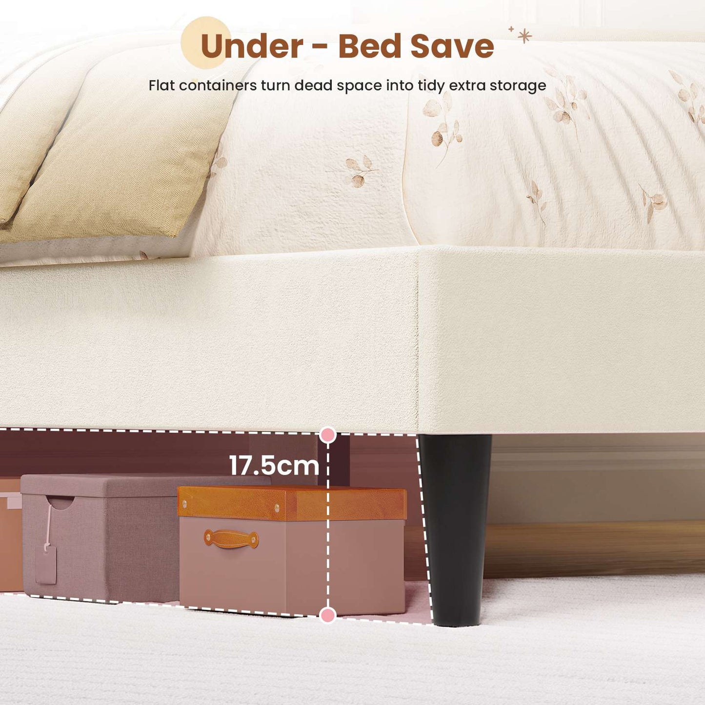 AOGLLATI Double Bed Frame with Storage Headboard 135x190 CM