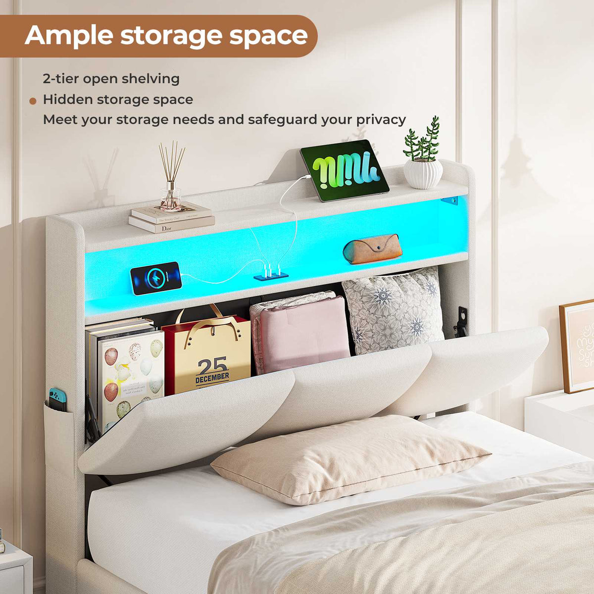 AOGLLATI Single Ottoman Bed 90x190 cm 3ft Single Bed Frame