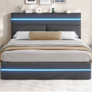 AOGLLATI King Size Ottoman Bed Frame with Storage LED Lights