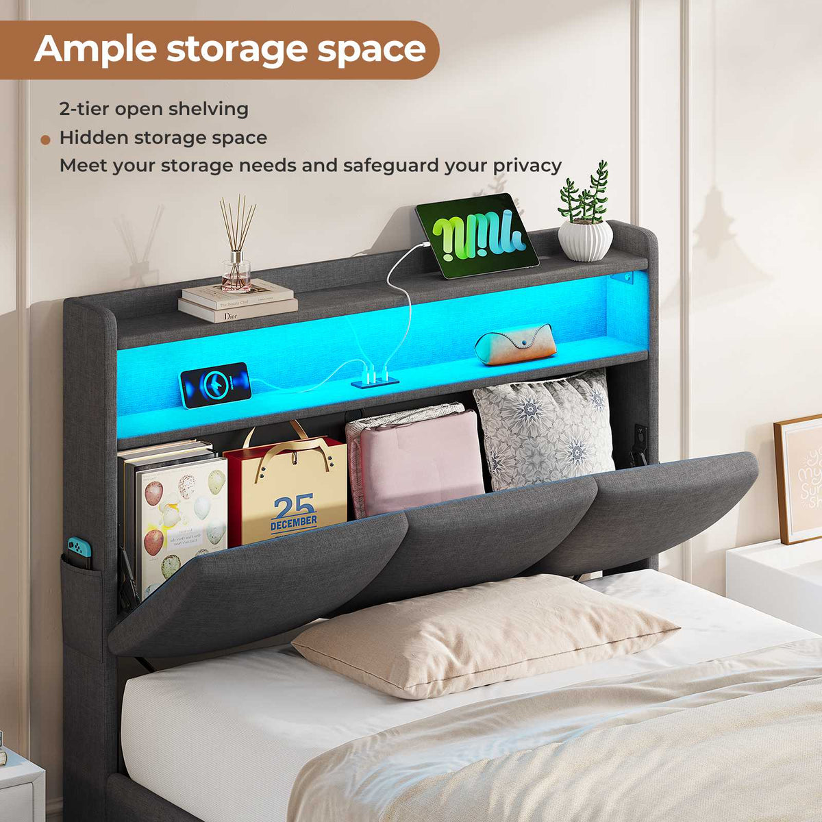 AOGLLATI Single Ottoman Bed 90x190 cm 3ft Single Bed Frame