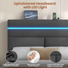 AOGLLATI King Size Ottoman Bed Frame with Storage LED Lights