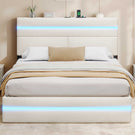 AOGLLATI Ottoman Double Bed Frame with Storage LED Lights
