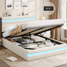 AOGLLATI Ottoman Double Bed Frame with Storage LED Lights