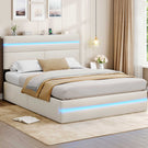 AOGLLATI Ottoman Double Bed Frame with Storage LED Lights