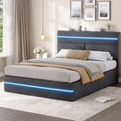 AOGLLATI Ottoman Double Bed Frame with Storage LED Lights